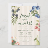 Invitation Mariage Moderne Frais du Marché Rayé (Devant)