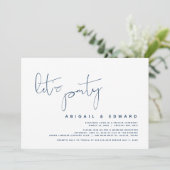 Invitation Mariage Moderne Fugace, Faisons la Fête, Bleu Nuit (Debout devant)