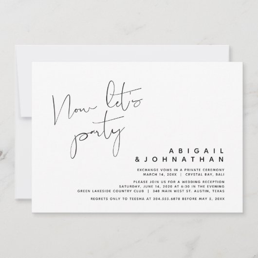 Invitation Mariage Moderne Fugace, Maintenant Faisons la Fête (Devant)