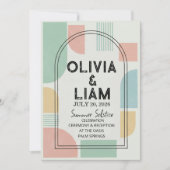 Invitation Mariage Moderne Géométrique de Milieu de Siècle à (Devant)