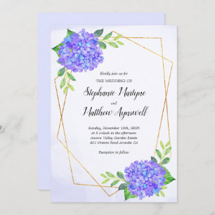 Invitation Mariage moderne géométrique violet Hydrangea