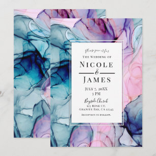 Invitation Mariage Moderne Glamour aux Teintes Éthérées de Bl