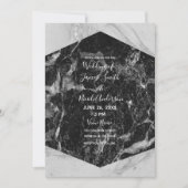 Invitation Mariage Moderne Glamour Noir Blanc & Argent (Devant)