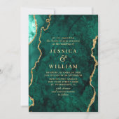 Invitation Mariage moderne Golden Green Marble Agate (Devant)
