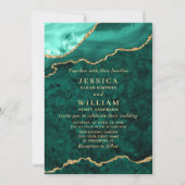 Invitation Mariage moderne Golden Green Marble Agate (Devant)