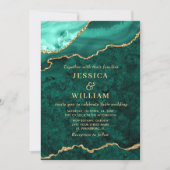 Invitation Mariage moderne Golden Green Marble Agate (Devant)