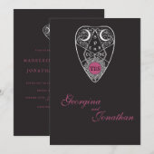 Invitation Mariage moderne gothique planchette (Devant / Derrière)