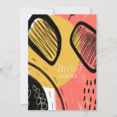 Invitation Mariage Moderne Gras Couleurs Abstraites Jaune Cor (Dos)