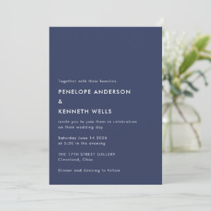 Invitation Mariage moderne Gras Marine Blanc Classique Minima