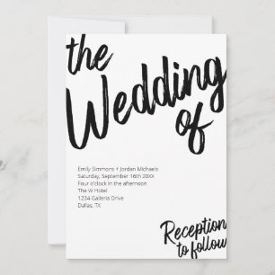 Invitation Mariage moderne Gras noir & blanc