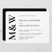 Invitation Mariage moderne Gras noir et blanc (Devant / Derrière)
