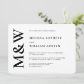 Invitation Mariage moderne Gras noir et blanc (Debout devant)