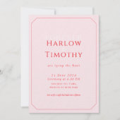 Invitation Mariage Moderne Gras Rose Rouge Script (Devant)