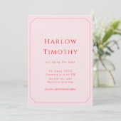 Invitation Mariage Moderne Gras Rose Rouge Script (Debout devant)