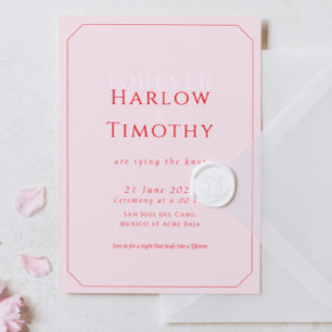 Invitation Mariage Moderne Gras Rose Rouge Script