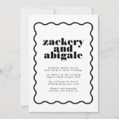 Invitation Mariage moderne Gras Verre encadré noir blanc (Devant)
