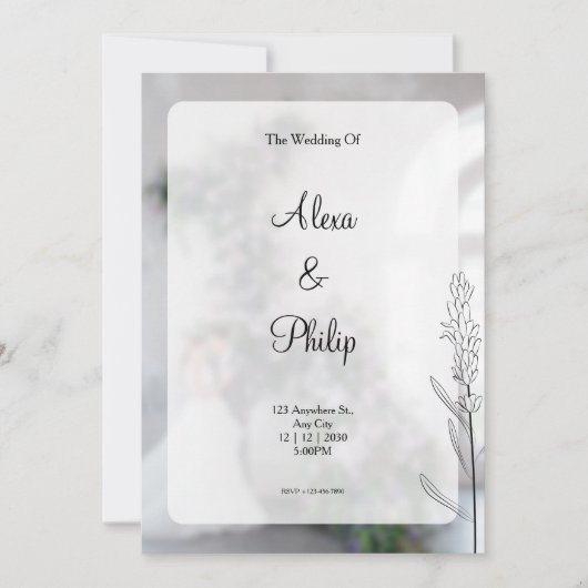 Invitation Mariage moderne gris (Devant)