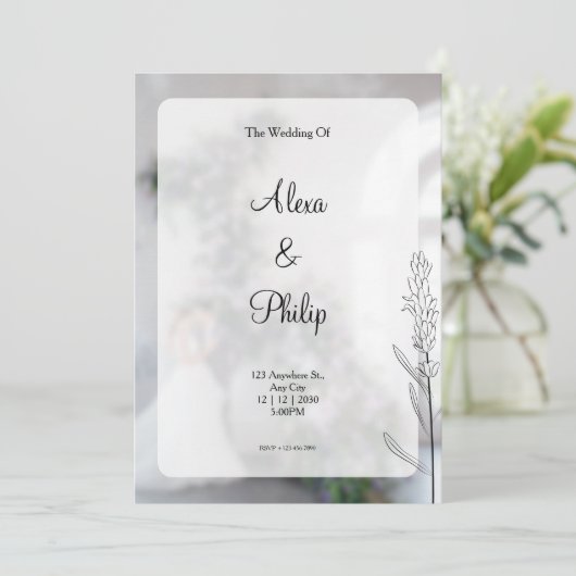 Invitation Mariage moderne gris (Debout devant)