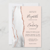 Invitation Mariage Moderne Gris Agate Rose Gold Blush (Devant)