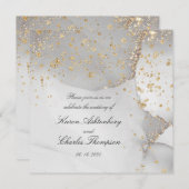 Invitation Mariage Moderne Gris Doux Et Chatoyant Or (Devant / Derrière)