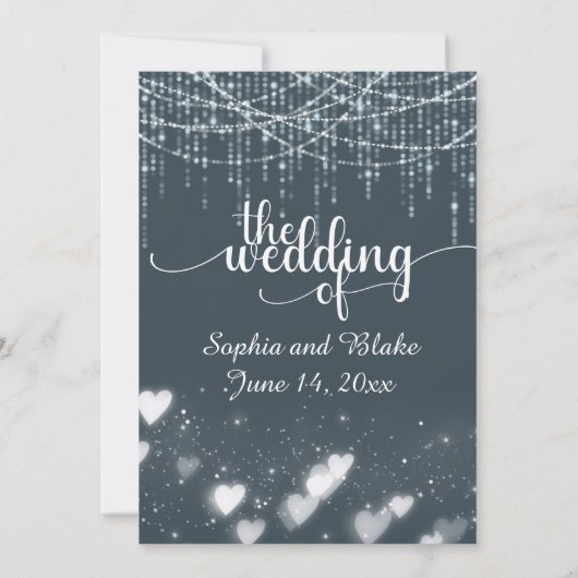 Invitation Mariage moderne gris foncé et blanc (Dos)