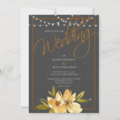 Invitation Mariage moderne gris, jaune et cuivre (Devant)