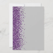 Invitation Mariage Moderne Gris Paillettes Violettes Script (Dos)