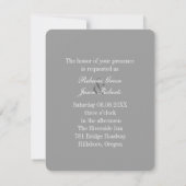 Invitation mariage moderne gris perle blanc dentelle vintage (Dos)