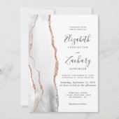Invitation Mariage Moderne Gris Rose Or Agate (Devant)