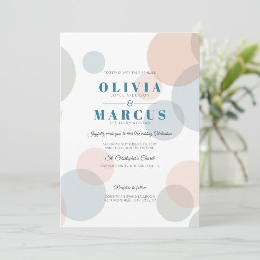 Invitation Mariage Moderne Gros Gras Points Confetti (Debout devant)