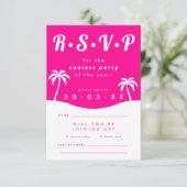 Invitation Mariage moderne Hot Pink Beach RSVP (Debout devant)