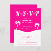 Invitation Mariage moderne Hot Pink Beach RSVP (Devant / Derrière)