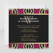 Invitation Mariage moderne Hot Pink Black Gold (Dos)