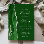 Invitation Mariage moderne Hunter Green Silver Agate