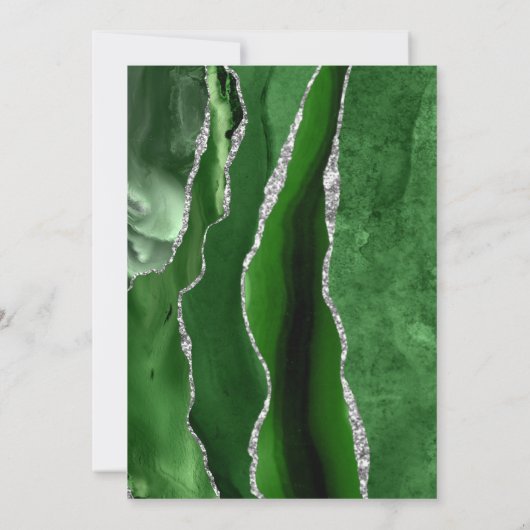 Invitation Mariage moderne Hunter Green Silver Agate (Dos)