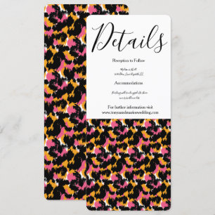 Invitation Mariage Moderne Imprimé Animal Rose Noir