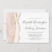 Invitation Mariage Moderne Ivoire Or Agate (Devant)