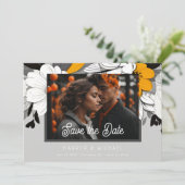 Invitation Mariage moderne jaune floral photo enregistrer la (Debout devant)