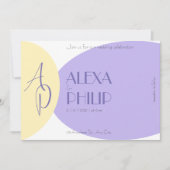 Invitation Mariage moderne, jaune, violet (Devant)