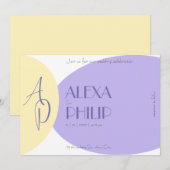 Invitation Mariage moderne, jaune, violet (Devant / Derrière)