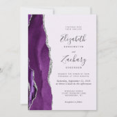 Invitation Mariage Moderne Lavande Agate Violet Argent (Devant)