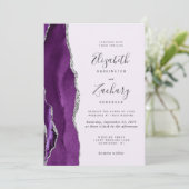 Invitation Mariage Moderne Lavande Agate Violet Argent (Debout devant)