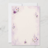 Invitation Mariage Moderne Lavande Fleur Violette (Dos)