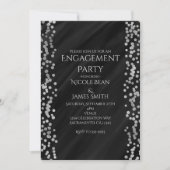 Invitation Mariage Moderne Luxe Noir et Argent Faux (Devant)