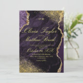 Invitation Mariage moderne Luxe violet (Debout devant)