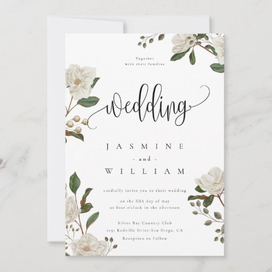 Invitation Mariage moderne Magnolia (Devant)