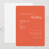 Invitation Mariage Moderne Mandarine Sans Parents (Devant / Derrière)