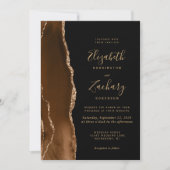 Invitation Mariage Moderne Marron Mocha Agate Doré Foncé (Devant)