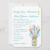 Invitation Mariage moderne Mason Jar Aqua rose jaune citron (Devant)