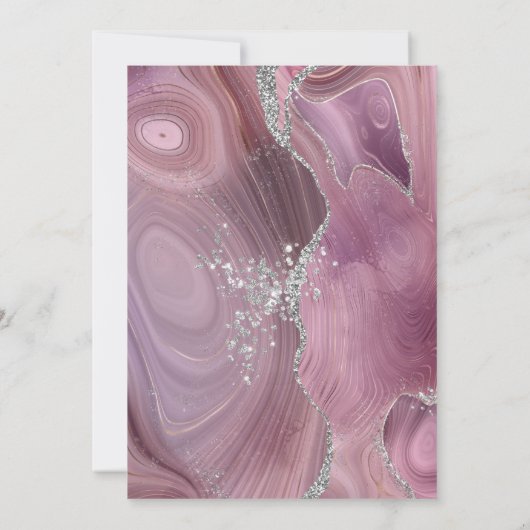 Invitation Mariage moderne Mauve Silver Agate (Dos)